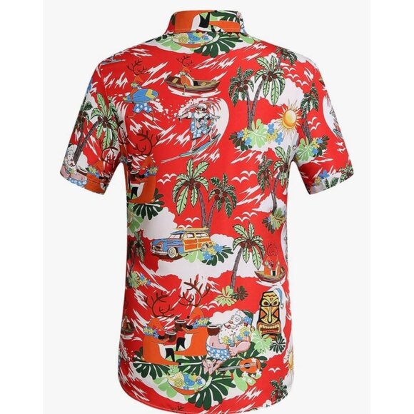 Mens Tropical Hawaiian Shirt Surfing Print Button-Down Collar XXL Machine Washab - Picture 2 of 9